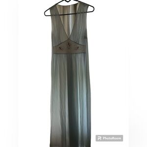 Vintage Sears Nightgown Nylon Light Blue Embroidered Waist Size L Made USA